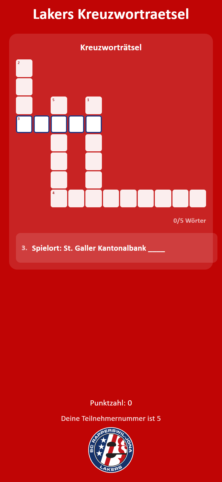 Das Kreuzworträtsel in der mobilen Teilnehmenden-Ansicht.